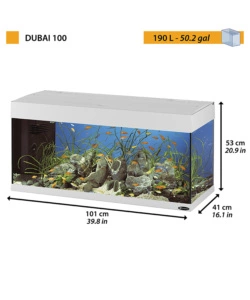 ACQUARIO DUBAI 100 NERO CON LED -101 x 41 x H 53 CM - 190 L - FERPLAST